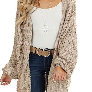 Chunky Knit Cardigan Oversized Open Front Batwing Sleeve Chunky Knit Sweater